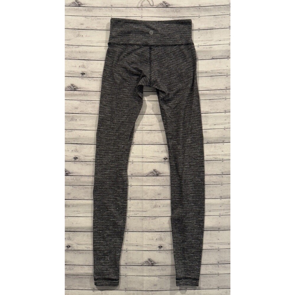 LULULEMON Womens Woven Leggings Sz 4 Black Gray High Waist Gym Yoga Workout - Picture 10 of 16